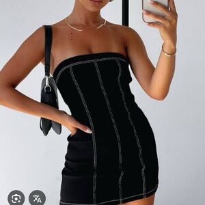 White Fox Boutique Black Strapless Mini Dress